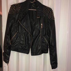 Studded Gold Leather Jacket